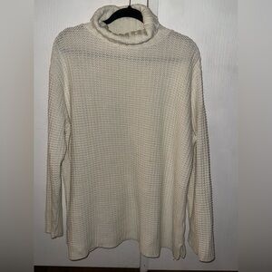 Nordstrom White Cotton waffle knit Turtleneck Pullover Sweater Size 2X